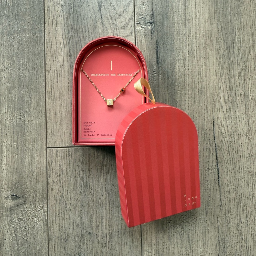 Gold ‘I’ Necklace with Red Gift Box